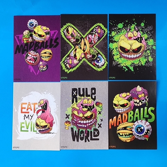 Set of 12 Mad Balls Vending Machine Stickers, Complete Set - Picture 6 of 6